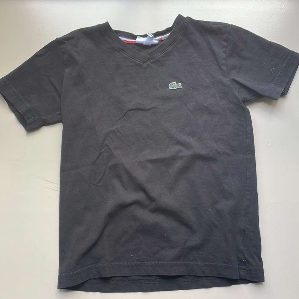 Lacoste - Boy's Black V-Neck Classic T-Shirt w/Logo - Size 6 - PERFECT!